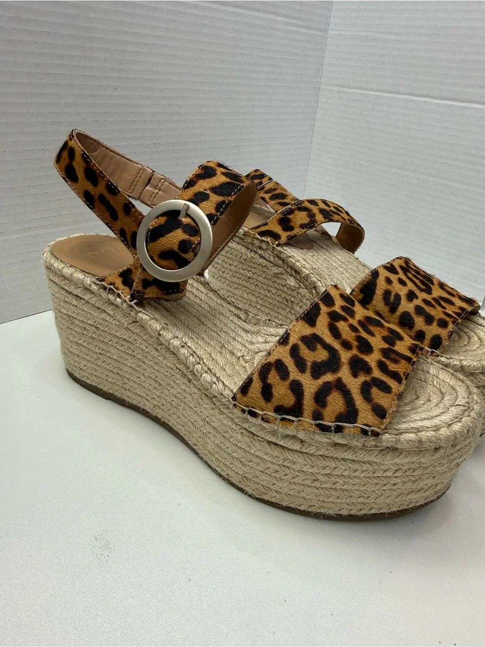 Marc Fisher Leopard Print Espadrille Platform Sandals size 10